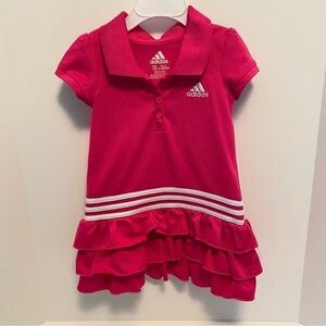 Adidas Baby Girl Li'l Sport Active Polo Dress Pink Short Sleeve Size 12 Months
